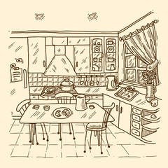 Kitchen Interior Sketch