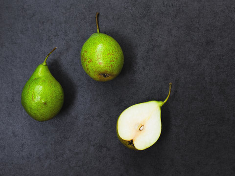 Three  pears on gray background