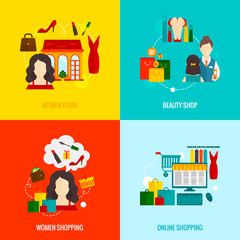 Fototapeta premium Woman Shopping Flat