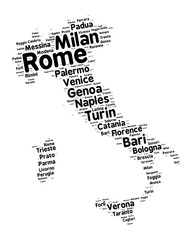 Fototapeta na wymiar Cities of Italy word cloud