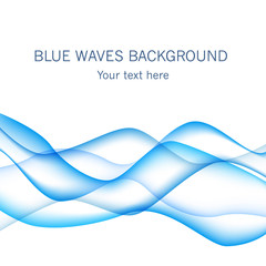 Card with blue waves on background.