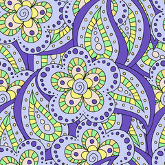 Seamless doodle floral pattern.