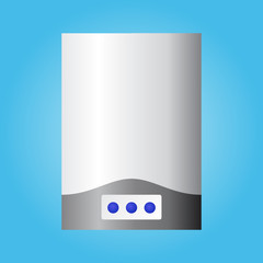 Automatic wall water heater. Isolated on blue background.