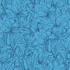 Seamless pattern with hand painted sketch flowers