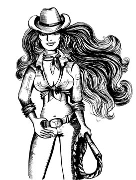 Cowgirl.Sexy woman in cowboy hat and clothes