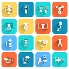 Online Education Icons Flat