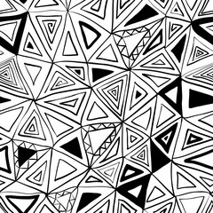 Seamless pattern. Geometry hand painted triangles.