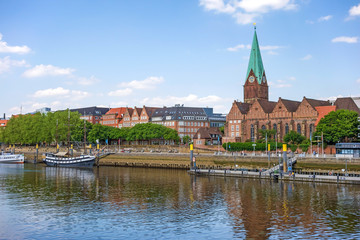 Bremen Cityscape, Sankt Martini-Kirche and Weser river