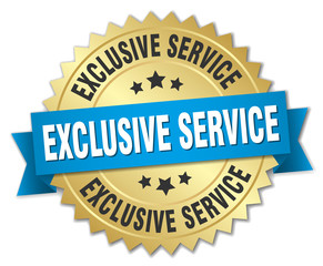 exclusive service 3d gold badge with blue ribbon
