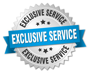 exclusive service 3d silver badge with blue ribbon