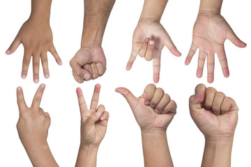  hand gestures - Set of counting hands isolated on white backgro