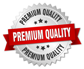 premium quality 3d silver badge with red ribbon