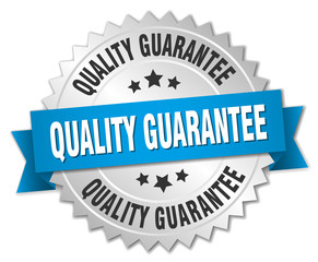 quality guarantee 3d silver badge with blue ribbon