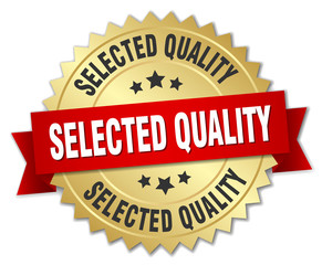 selected quality 3d gold badge with red ribbon