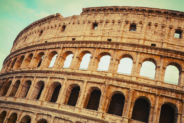 Fototapeta na wymiar Rome, Exterior of the Colosseum or Coliseum