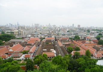 Fototapeta na wymiar Bangkok top view from Wat Sraket (Golden Mount), Thailand