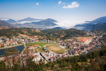 Fototapeta na wymiar General View of Sapa Town, Lao Cai Province, Vietnam