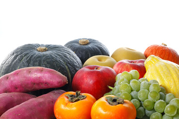 秋の作物　山盛りイメージ　Autumn ingredients