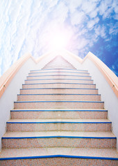 Ladder to Success : stair and beautiful cloud and sky