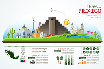 Info graphics travel and landmark mexico template design. Concept Vector Illustration