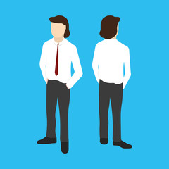 Isometric white man front and back pose