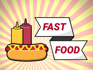 Hot dog fast food over vector illustration