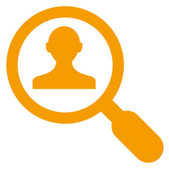 Icono aislado busqueda usuario naranja