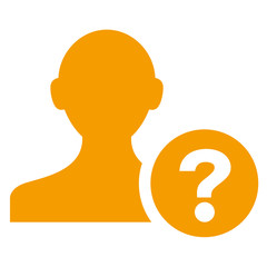 Icono aislado usuario interrogacion naranja