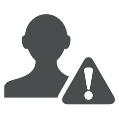 Icono aislado usuario señal atencion gris