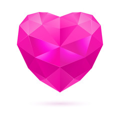 Naklejka na ściany i meble Pink polygon heart