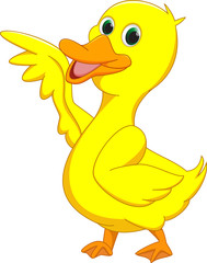 cute duck cartoon waving