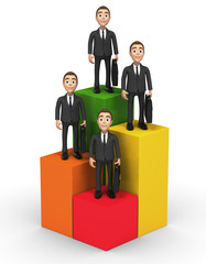 four successful businessman on graph