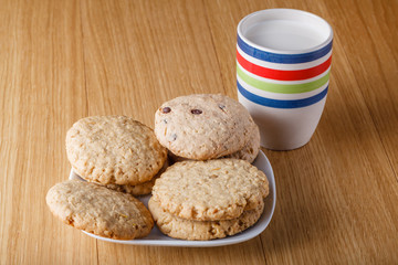 Oat cookies on wood table