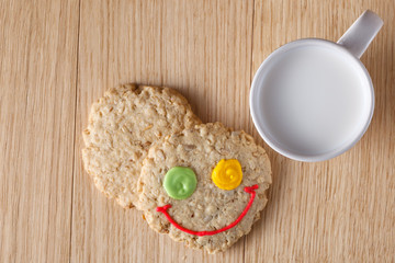 Oat cookies on wood table