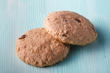 Oat cookies on wood table