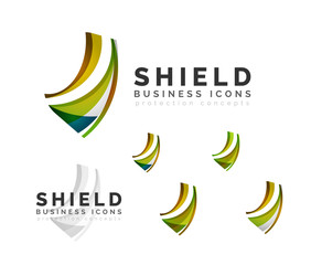Set of protection shield logo concepts