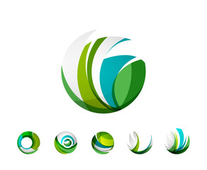 Set of globe sphere or circle logo business icons