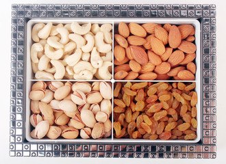 Nuts box on white background. Dry Fruit Box.