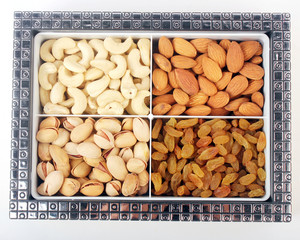 Nuts box on white background. Dry Fruit Box.