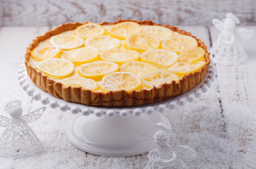  Lemon Tart.Christmas And New Year Holiday decoration.