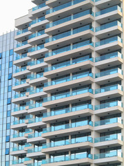 Fototapeta premium Just new builded luxury apartament house, windows and balcony