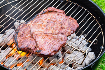 Fried Steak on a Grill
