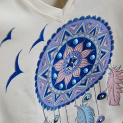 Photo of drawing that made on white cloth by using special colors 