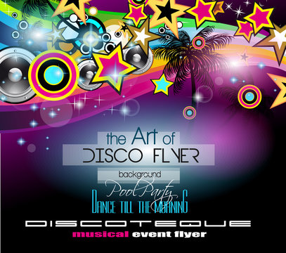 Club Disco Flyer Set with Colorful music themed elements