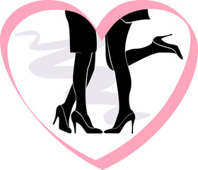 Fototapeta premium vector image kiss lesbian couple in the frame of the heart