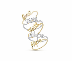 Fototapeta premium Jewellery rings on a white background.