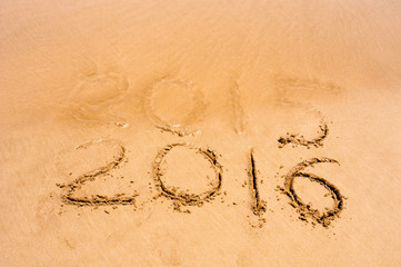 New Year 2016 is coming concept - inscription 2015 and 2016 on a
