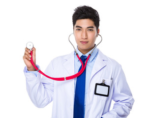 Doctor hold with stethoscope