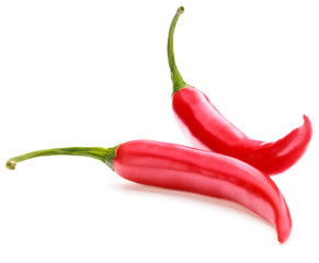 red chili or chilli cayenne pepper isolated on white  background