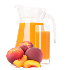 Peach fruit juice in glass jug